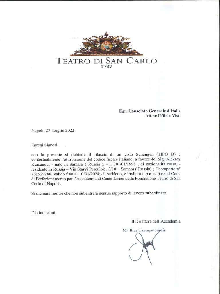 Lettera Permesso Di Soggiorno PDF