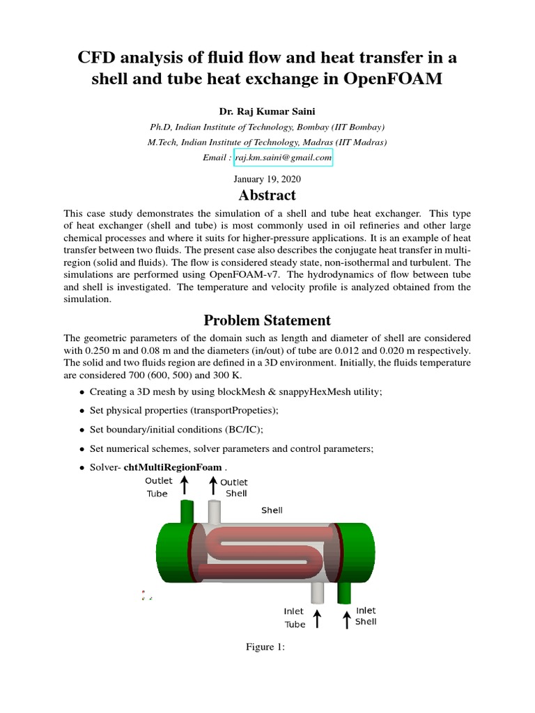 CFD Analysis of Fluid Flow and Heat Transfer in A Shell and Tube Heat