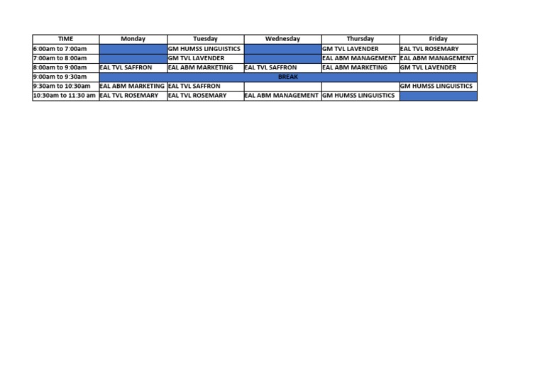 DepEd Weekly Class Schedule | PDF