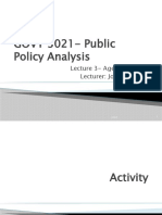 GOVT 3021- Public Policy Analysis Lecture 3