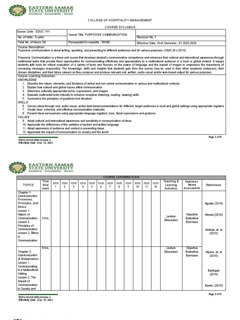 Purposive Communication Pdf Cross Cultural Communication