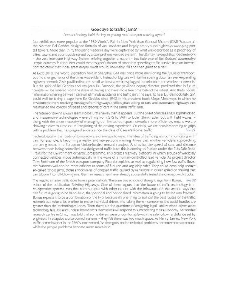Goobye To Traffic Jams | PDF