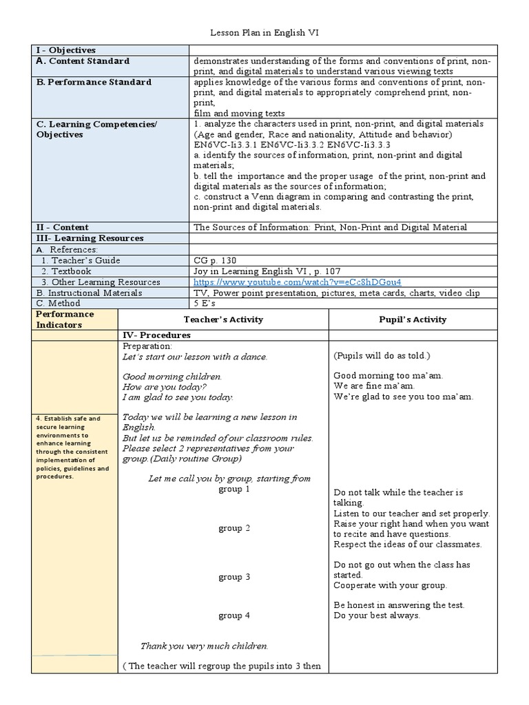Analyzing print non print and digital materials a lesson on the
