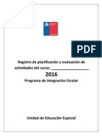 Registro PIE 2016: Planificación y evaluación de actividades del curso