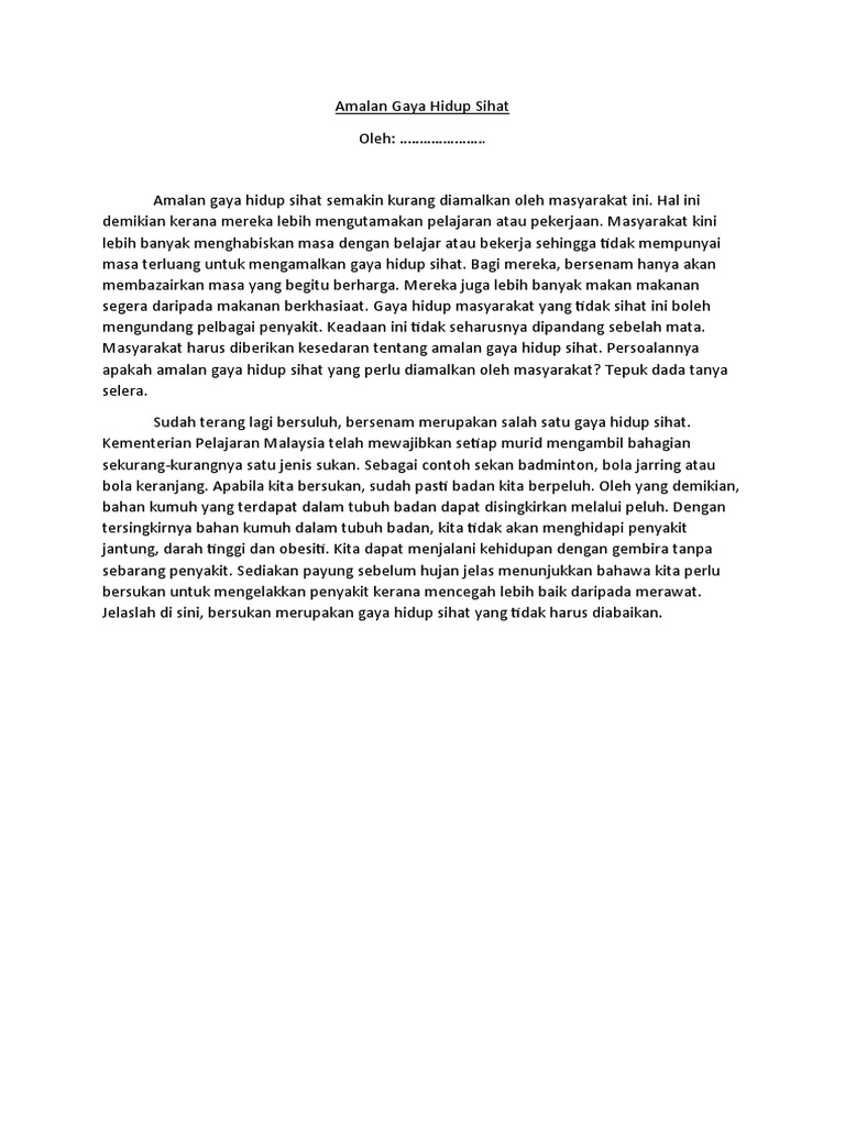 Amalan Gaya Hidup Sihat | PDF | Kesehatan Holistik