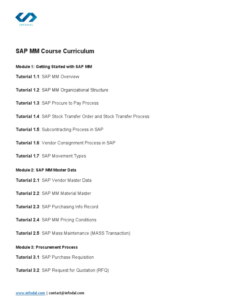 Sap MM Course Curriculum Infodal PDF