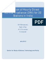 Estimation of Hourly DNI For 22 Stations in India