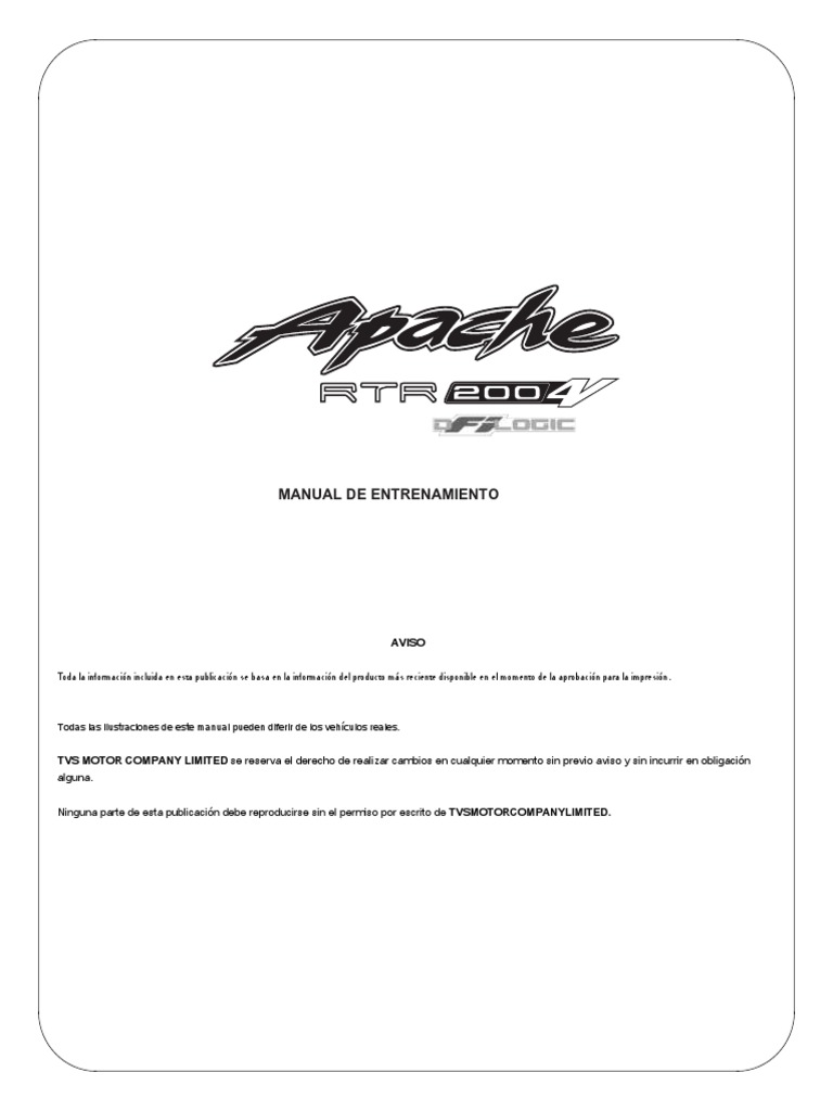 Manual de Servicio Apache RTR 200 4V | PDF | Engranaje | Diodo emisor ...
