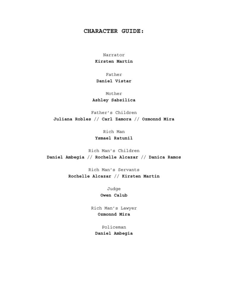 My Father Goes To Court Character Guide PDF