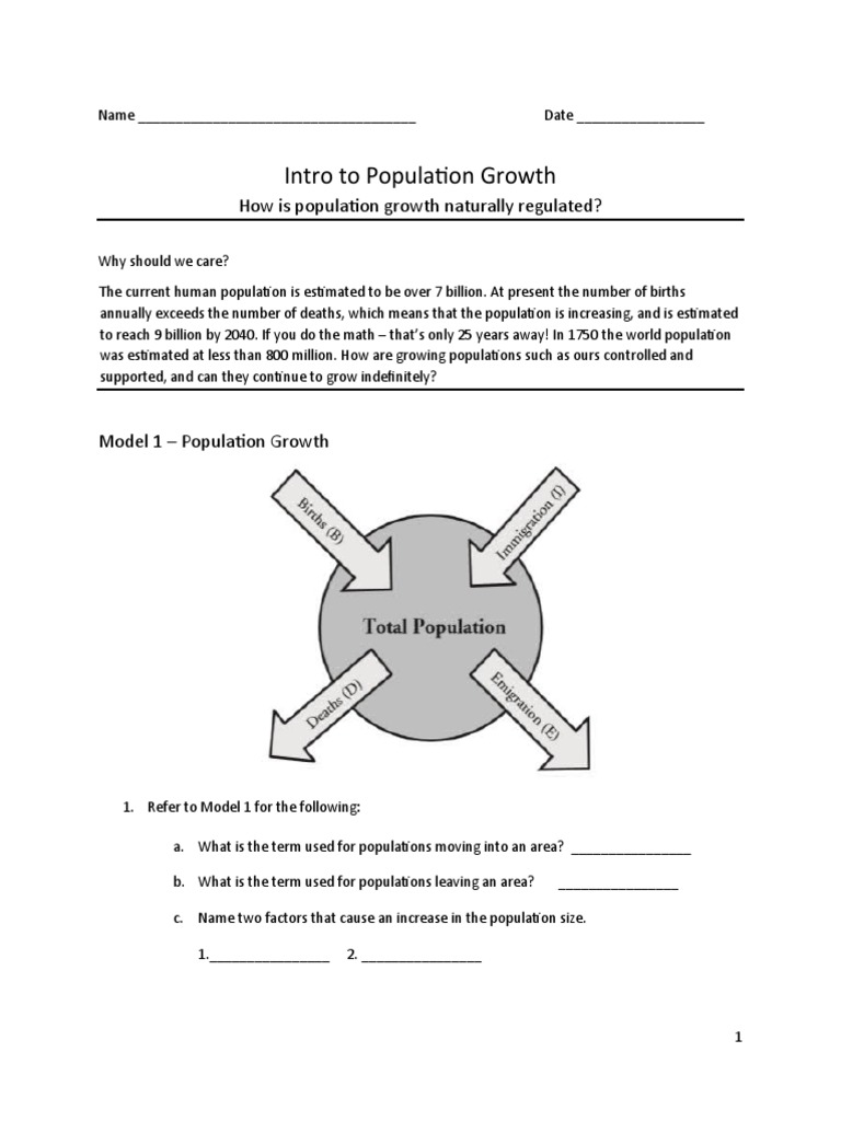 Population Growth Worksheet PDF Logistic Function Population Growth