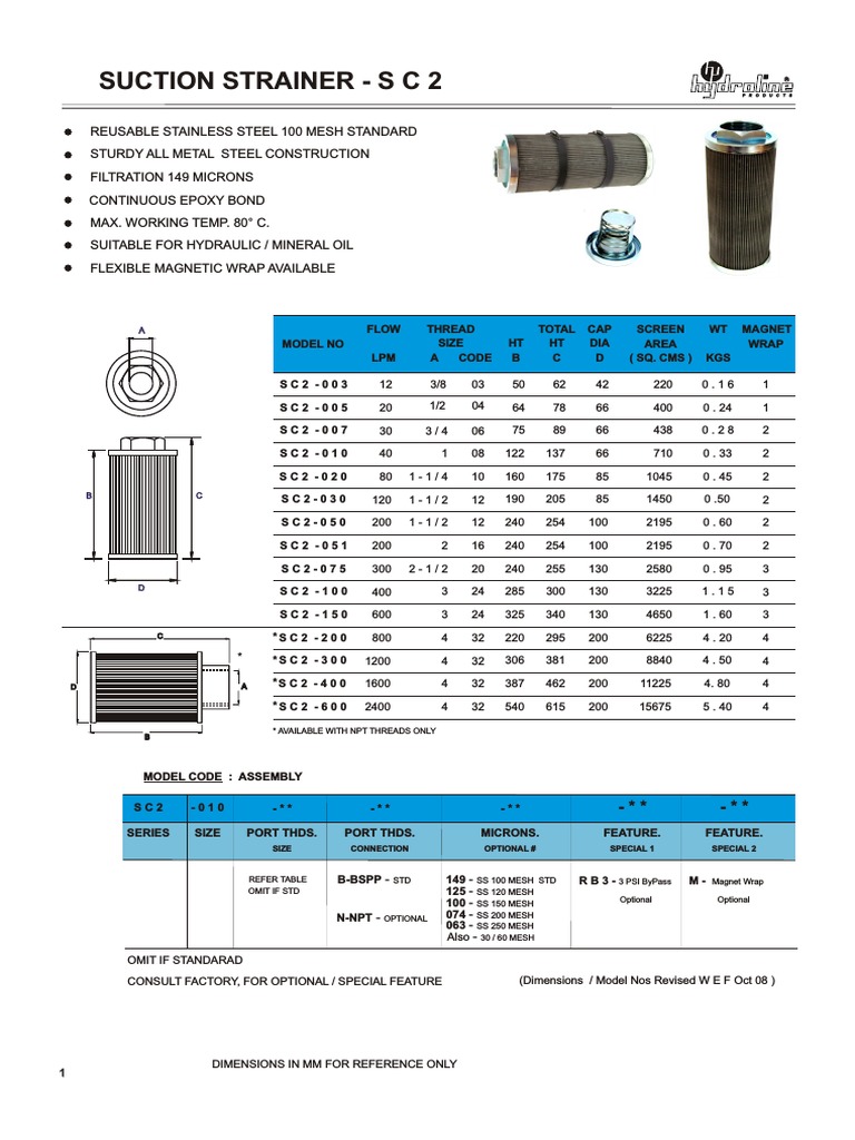 Sc2-Suction Filters | PDF | Equipment | Mechanical Engineering