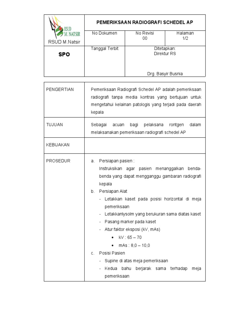 Prosedur Rontgen Schedel AP | PDF