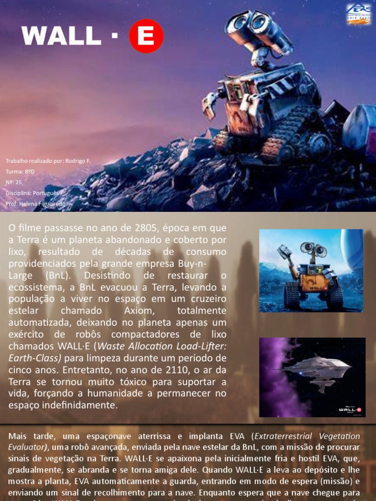 Resumo do Filme WALL·E para Escola | PDF | Juvenil