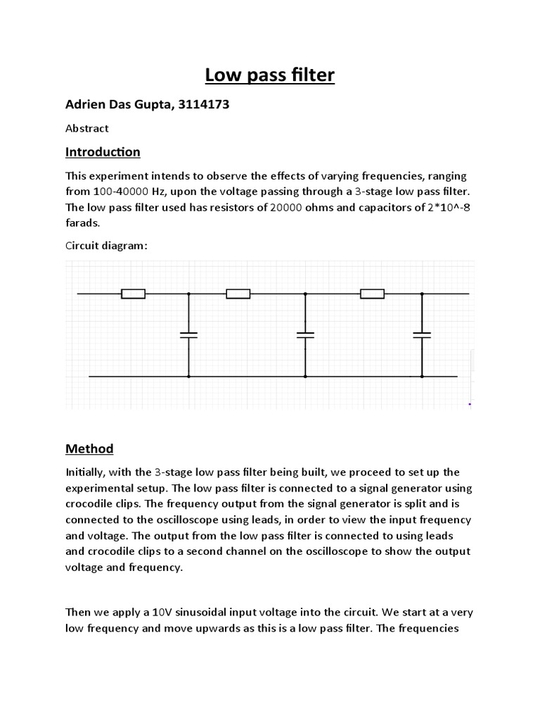 Low Pass Filter Report PDF Low Pass Filter Decibel