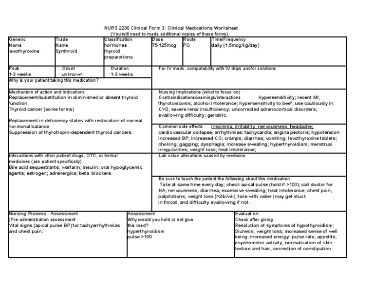 Levothyroxine (Synthroid) PDF Hyperthyroidism Clinical Medicine
