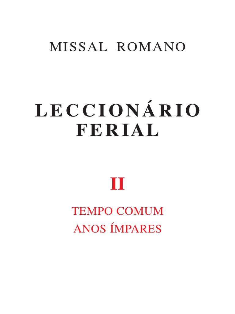 Leccionário do Missal Romano: Anos Ímpares | PDF | Missa (liturgia ...