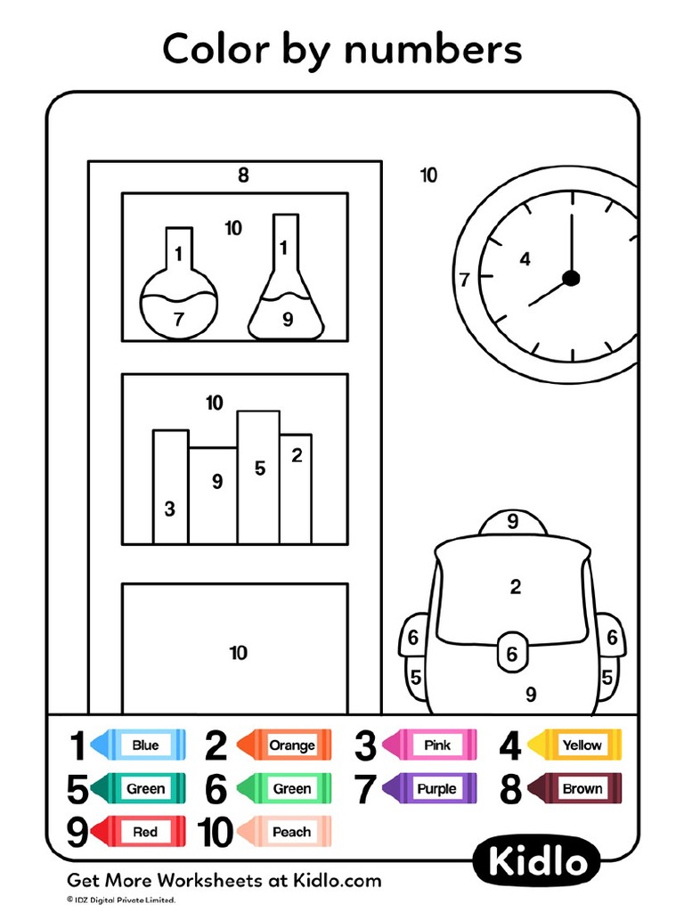Color by Numbers School Objects 20 | PDF