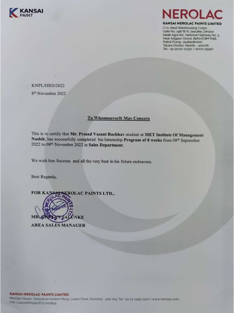 Internship Certificate PDF
