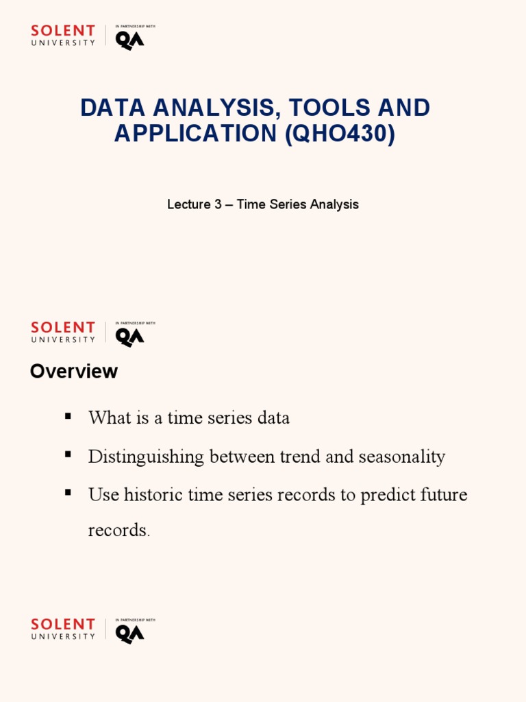 Lecture 3 - Time Series Analysis - Lecturer | PDF | Forecasting | Time ...