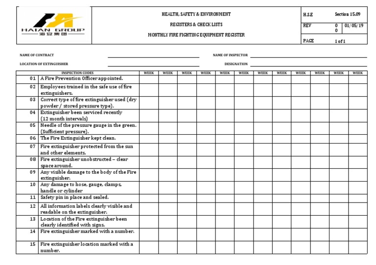 Monthly Fire Fighting Equipment PDF