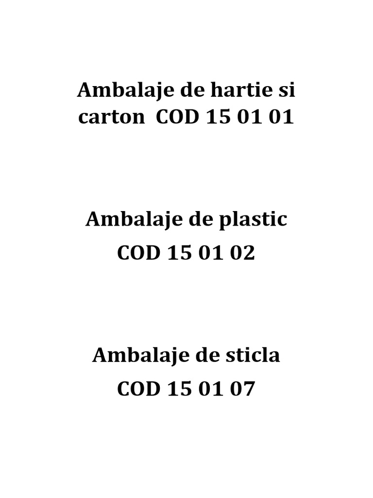 Coduri Deseuri | PDF