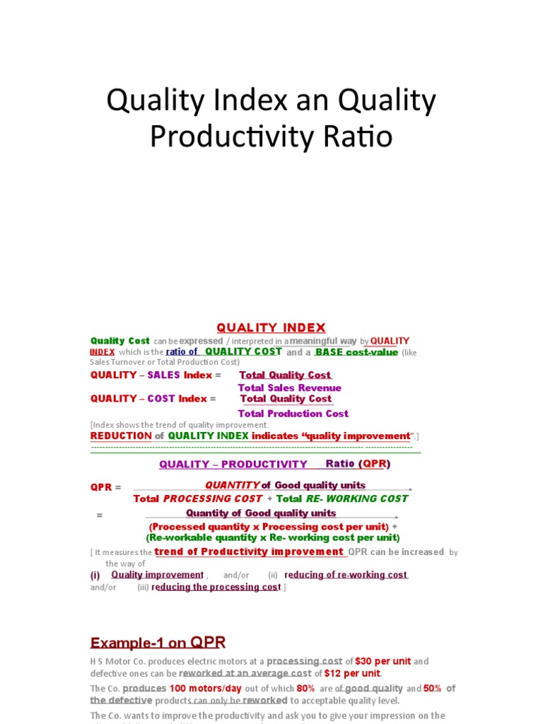 Quality Productivity Ratio Analysis | PDF | Economies | Business