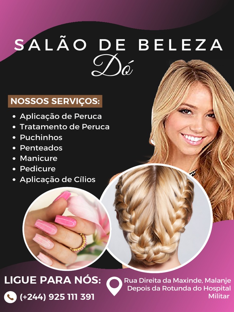Panfleto de Serviços para Salão de Beleza Marrom e Branco Elegante | PDF