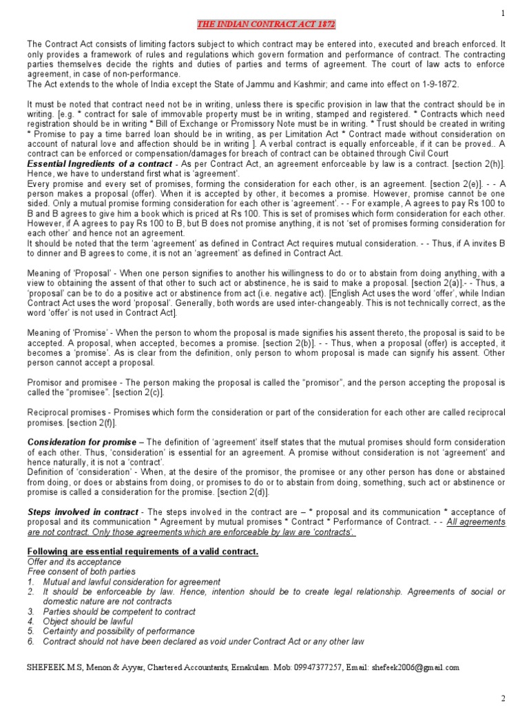 Indian Contract Act 1872 | PDF