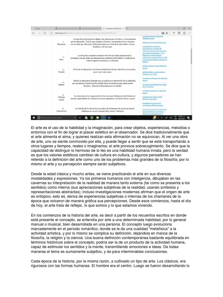 El Arte Es El Uso de La Habilidad y La Imaginación | PDF | Educación de ...