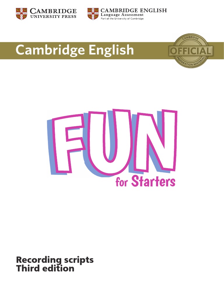 Fun For Starters 3rd Edition Recording Scripts Pdf