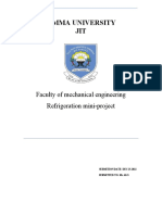 Jimma University JIT Faculty of Mechanical Engineering Refrigeration Mini-Project Report