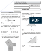 Avaliação Final - Matemática - Ronildo - 9 Ano - Manhã