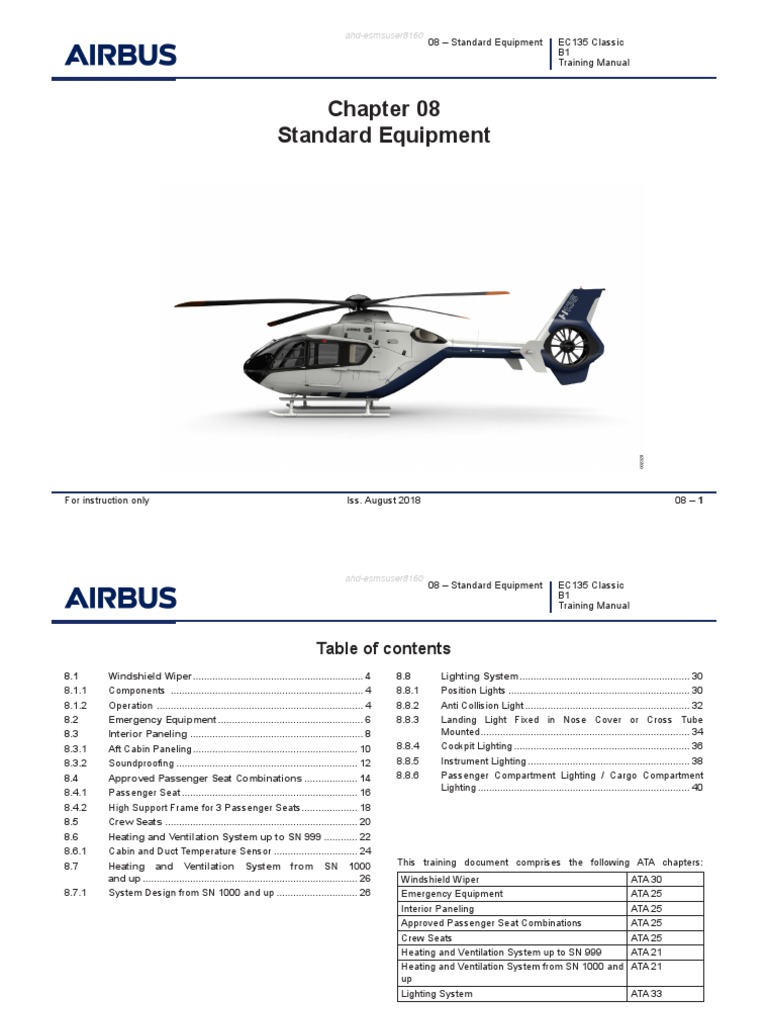 EC135 Classic B1 Standard Equipment Guide | PDF | Framing (Construction ...