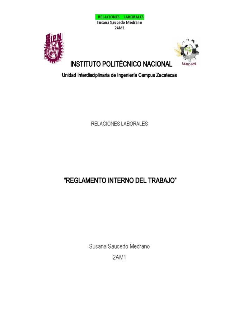 Reglamento Interno Del Trabajo | PDF | Regulación | Justicia