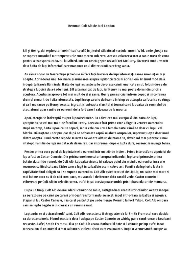 Rezumat La Conac Rezumat Colt Alb | PDF