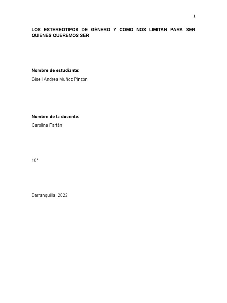 Estereotipos | PDF | Rol de género | Género