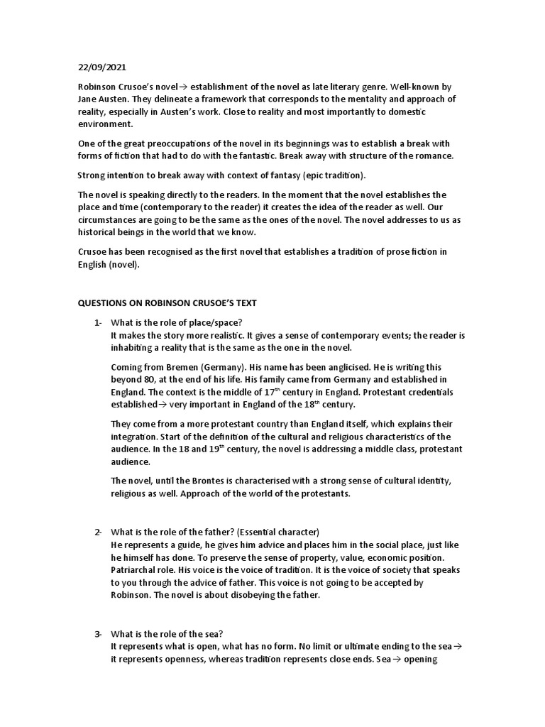 Notes On English Prose Pdf Novels Robinson Crusoe