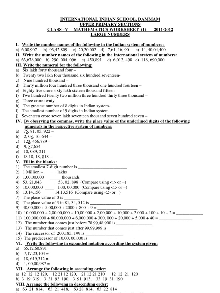 Maths Worksheet 1 Fraction Mathematics Numbers