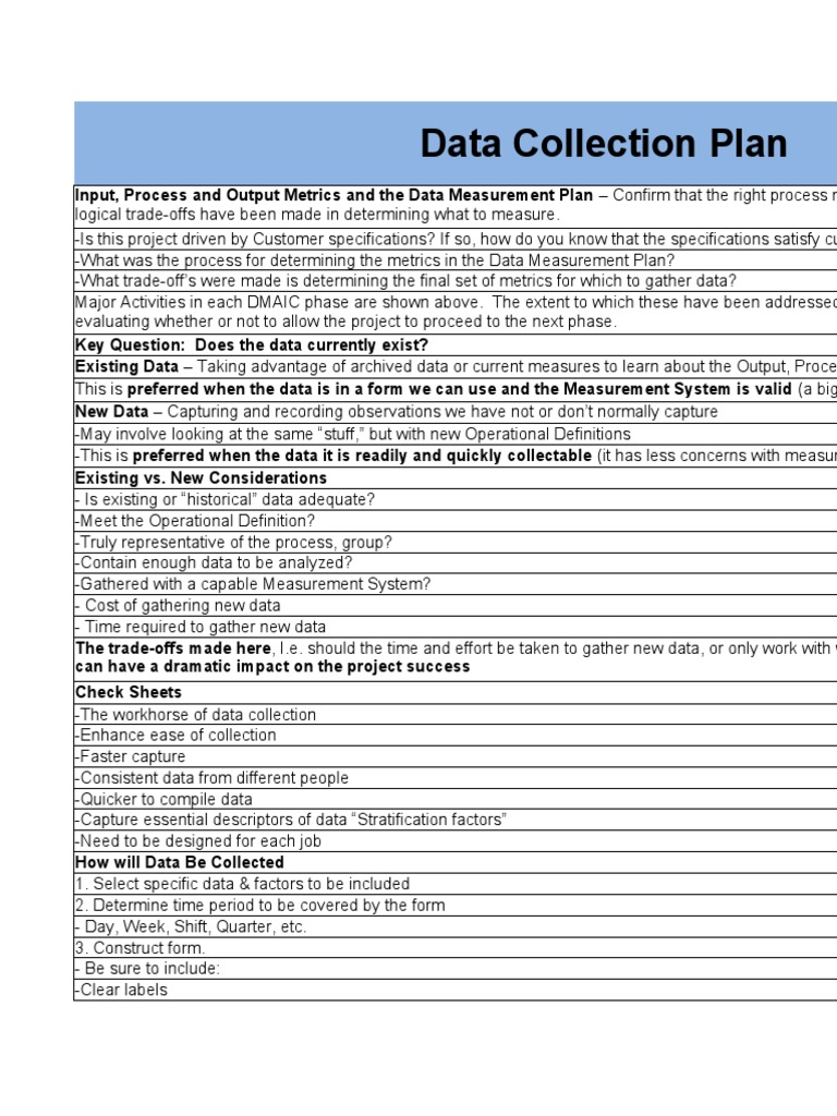 Data Collection Plan | PDF | Data | Social Stratification
