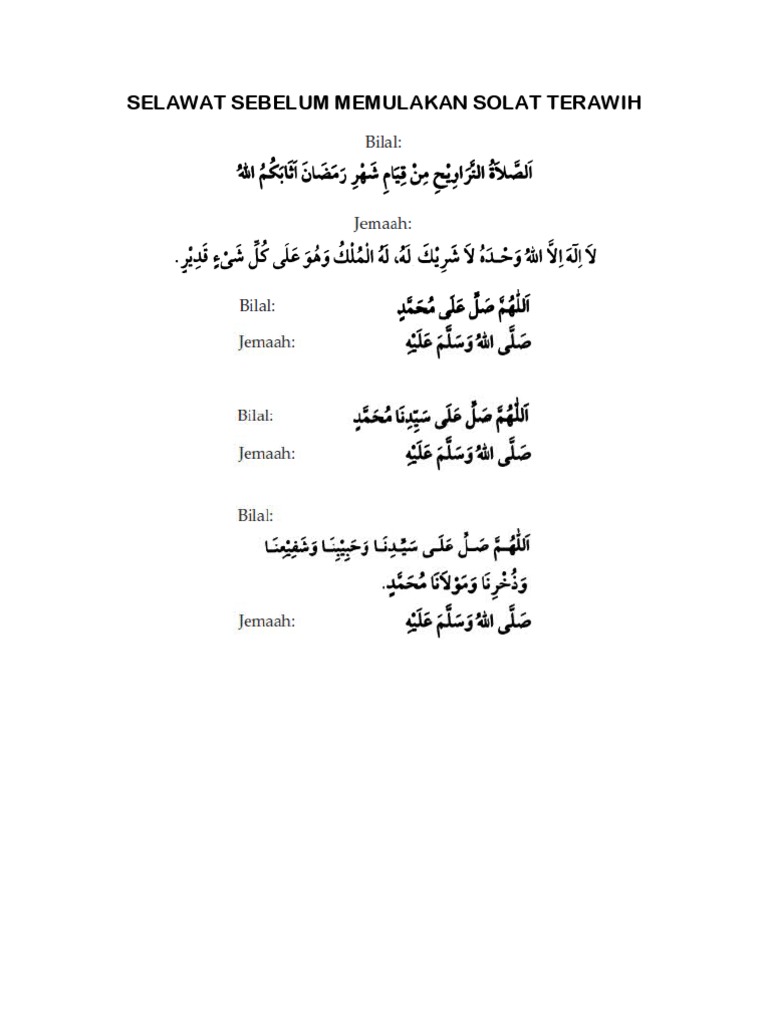Susunan Selawat Solat Terawih Pdf