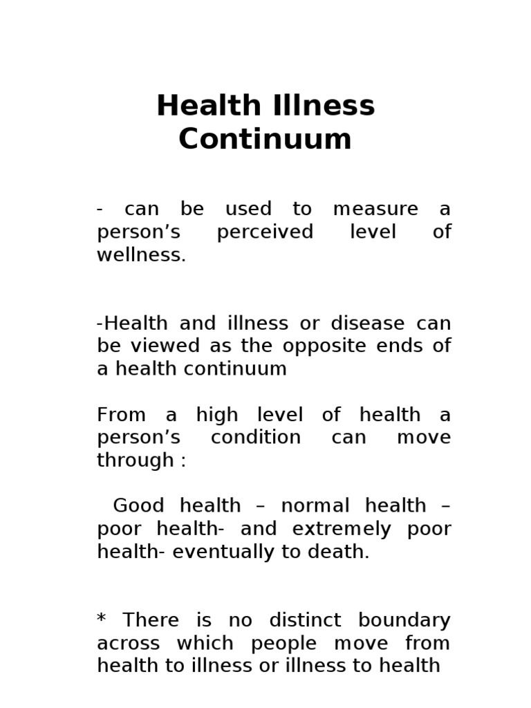 Understanding the Health Illness Continuum | PDF | Self-Improvement ...