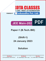 JEE Main 2024 (Shift-1) - 24 January 2023-Solution