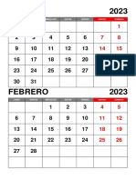 Calendario Enero Febrero 2023