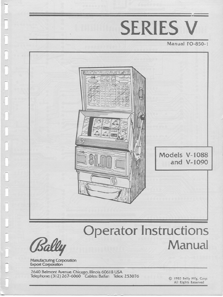 Bally v 1088 v1090 op instr manual pdf