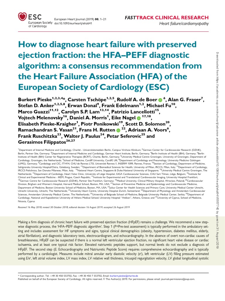 HFA-PEFF Diagnostic Algorithm for HFpEF | PDF | Heart Failure | Heart