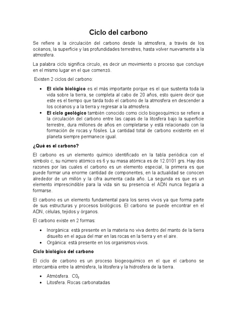 Ciclo de Carbono | PDF | Huella de carbono | Ciclo del carbono