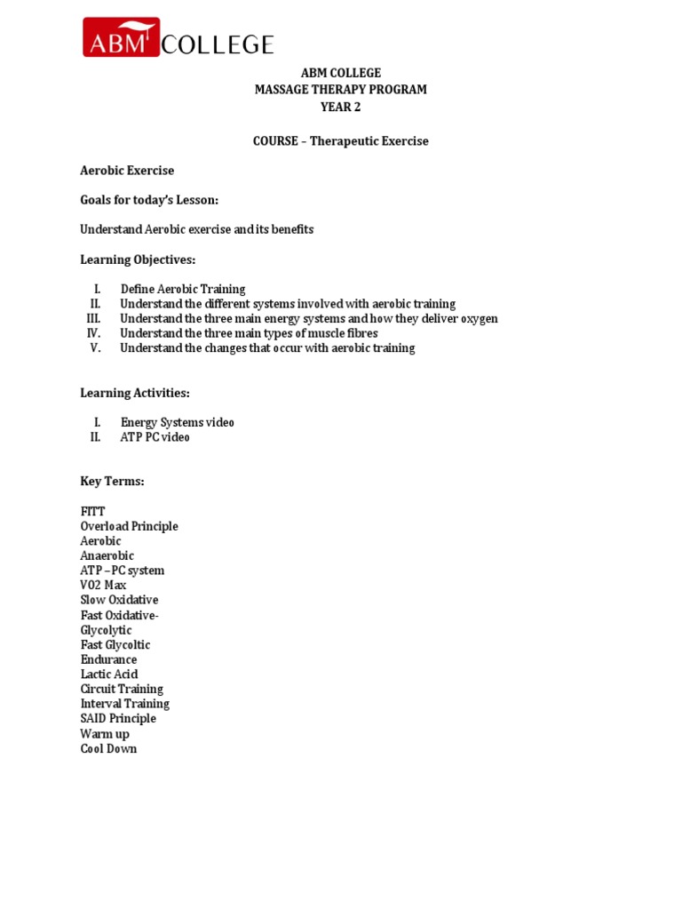 Aerobic Exercise Lesson Plan | PDF