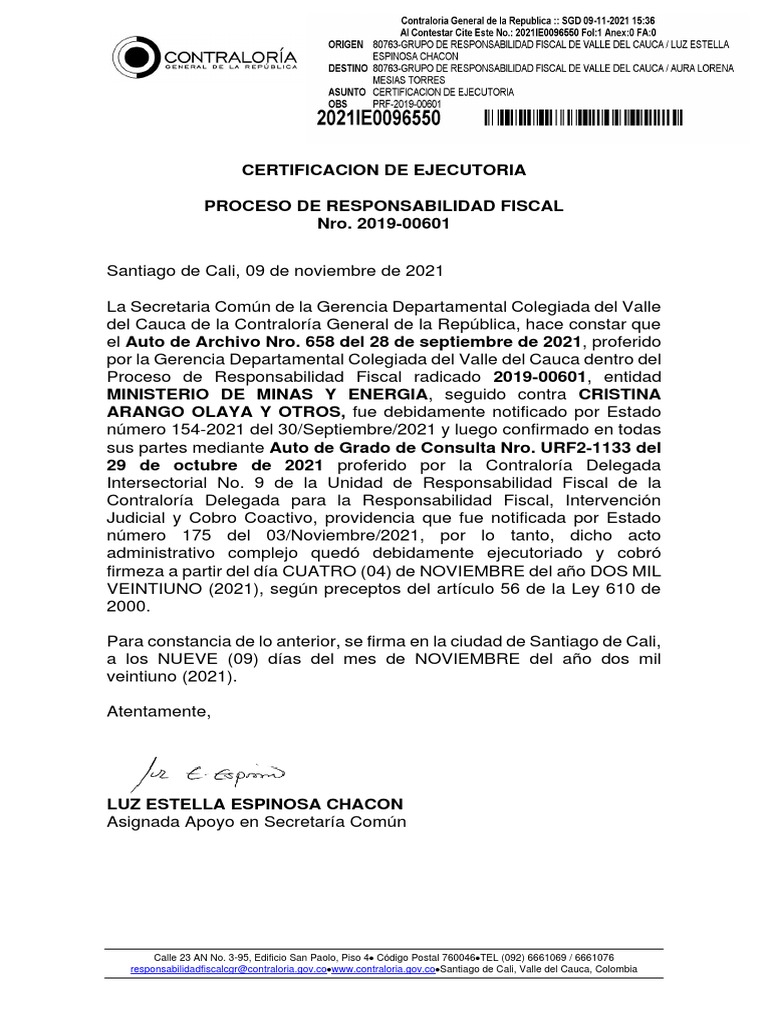 Auto de Cierre Proceso 201900601 PDF