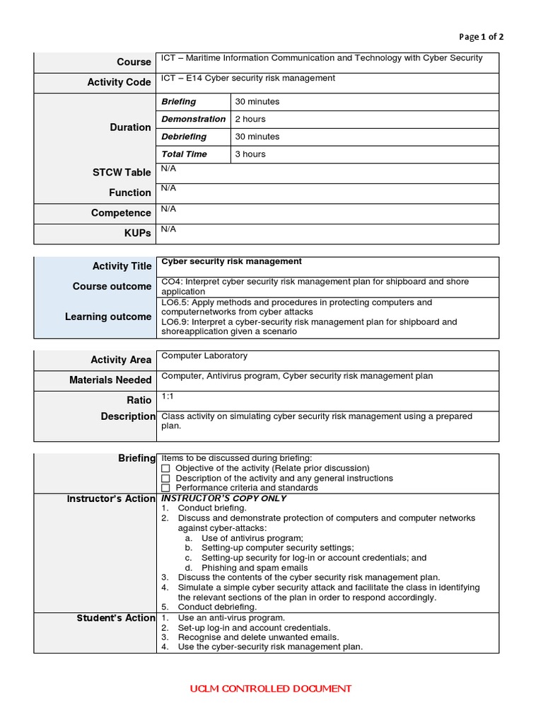 Cyber Security Risk Management Training | PDF | Security | Computer ...