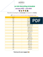 Green Bins Schedule January-June 2023